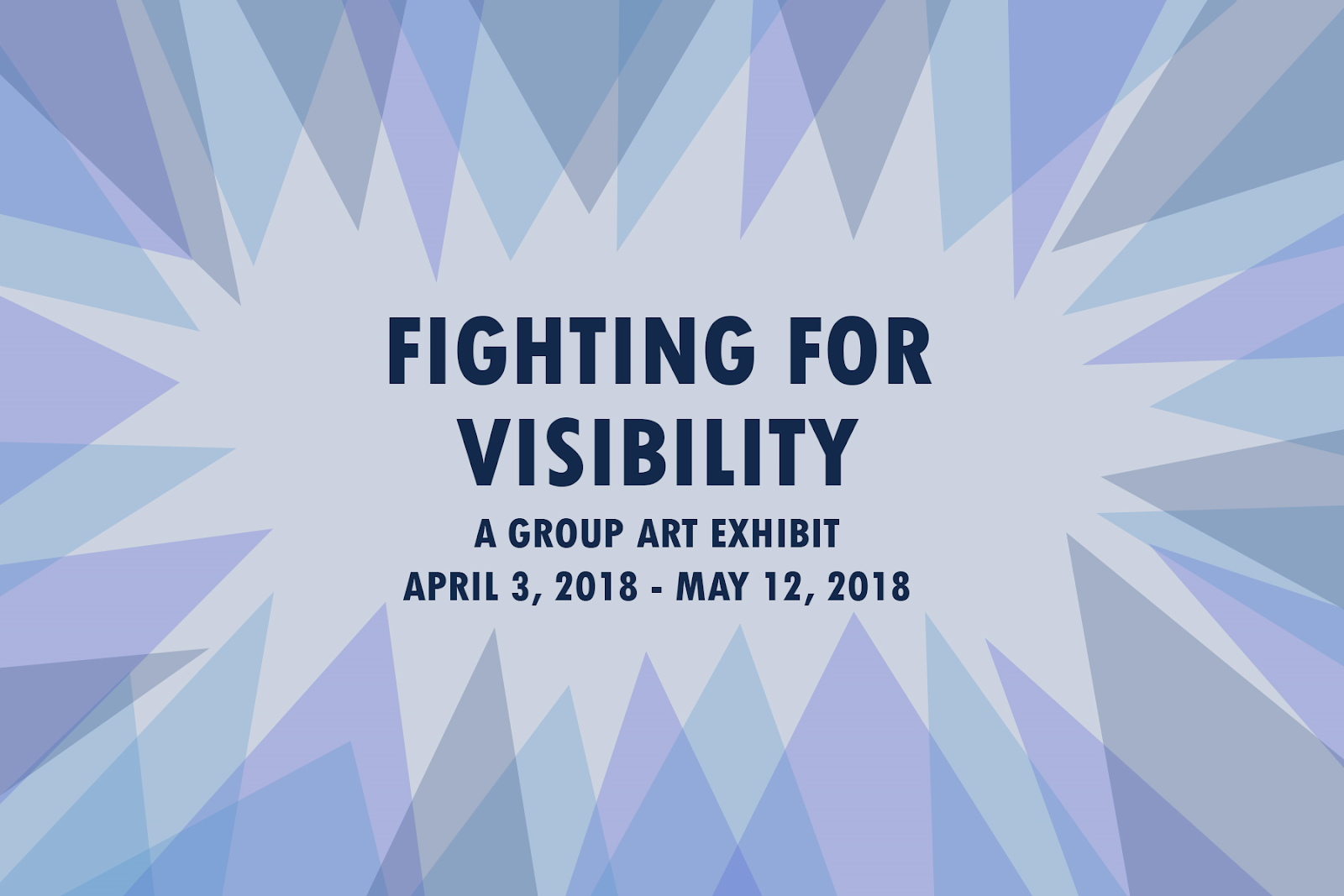 Fighting for Visibility poster featuring blue and purple overlapping transparent triangles along the outer edges
